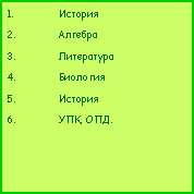 Подпись: ИсторияАлгебраЛитератураБиологияИсторияУПК, ОПД.